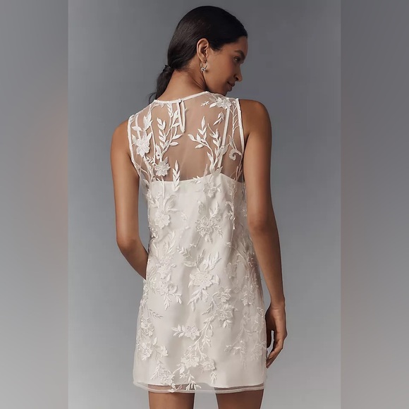 Anthropologie White Floral Mini Dress - Picture 2 of 2